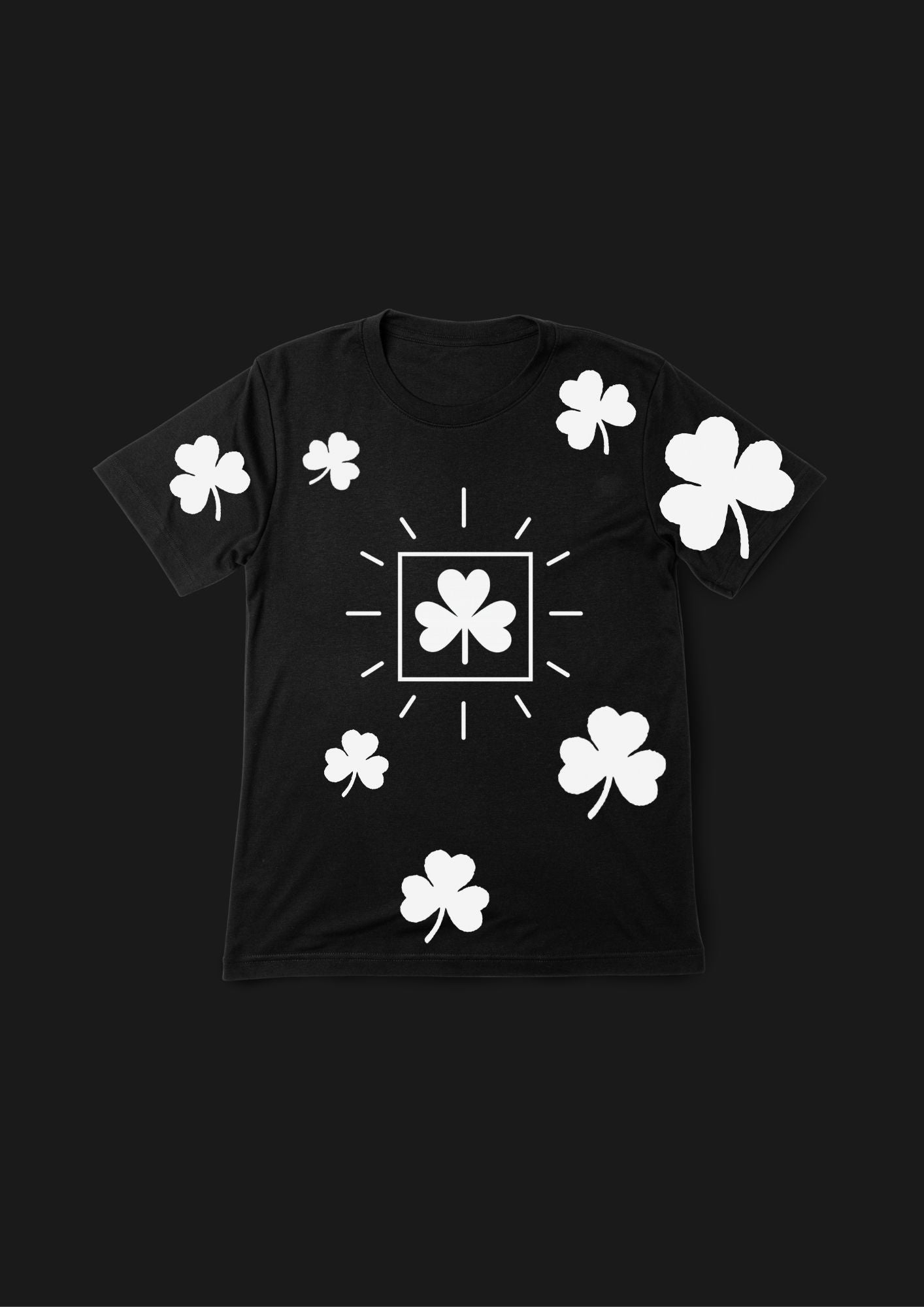 Midnight Luck (Schwarz mit weißen Kleeblättern)